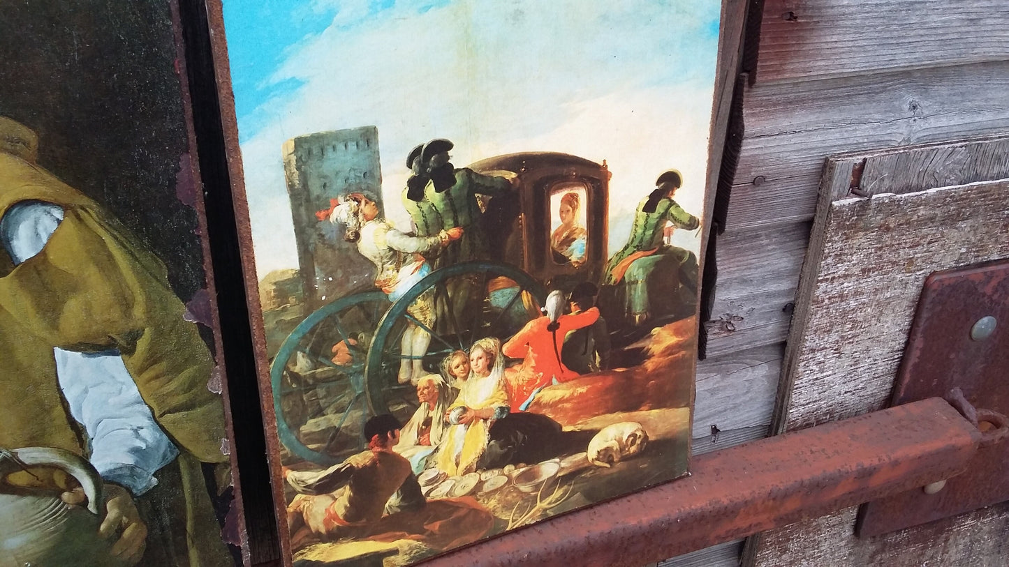 3 Quirky Vintage Masterpiece Prints on Thick Board