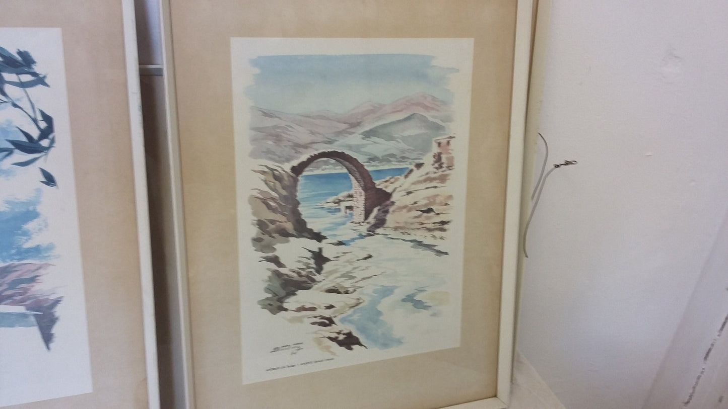 4 Original Vintage 1960’s Greek Greece Prints Andros Naxos x2 Santorin.