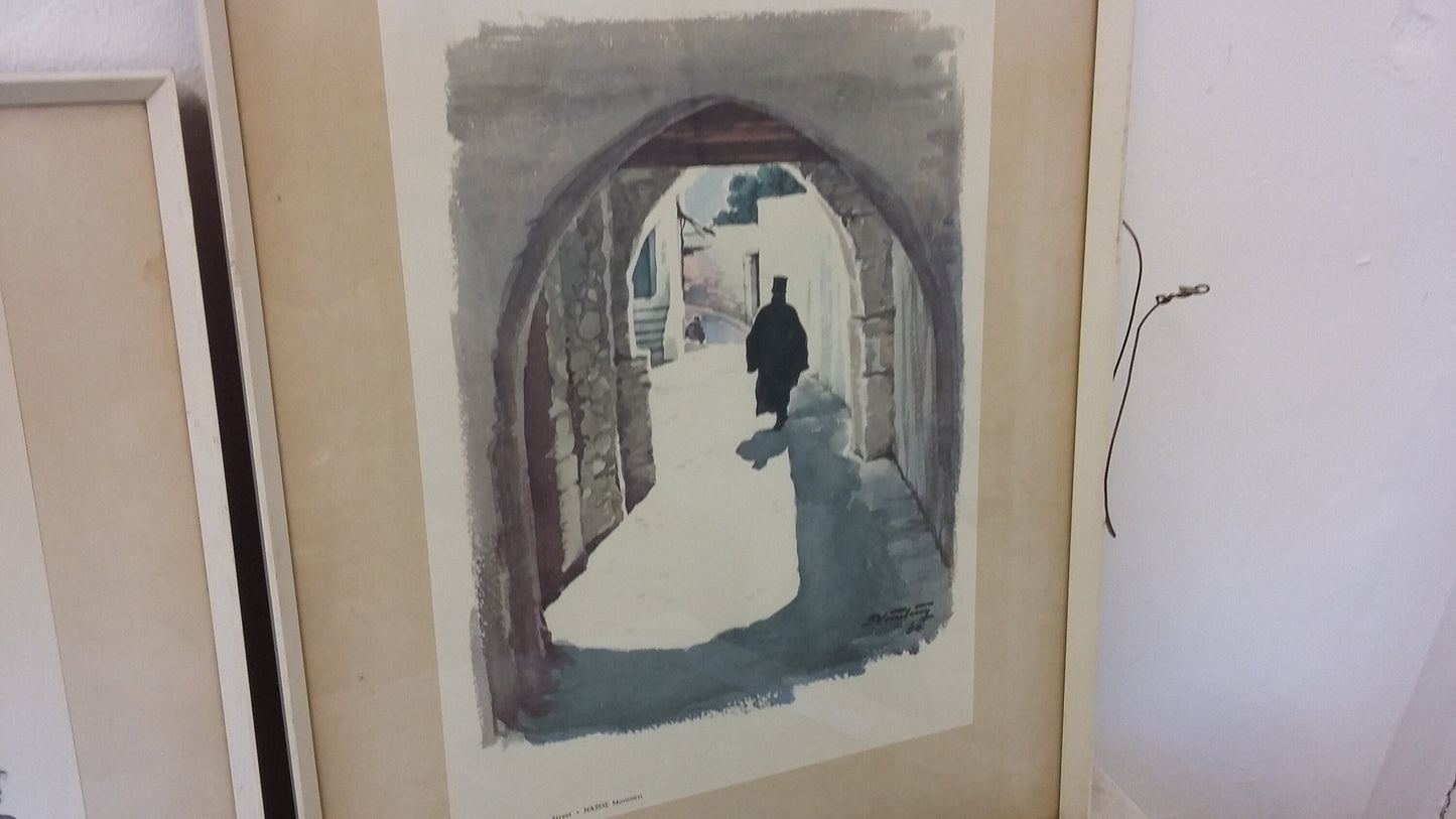 4 Original Vintage 1960’s Greek Greece Prints Andros Naxos x2 Santorin.