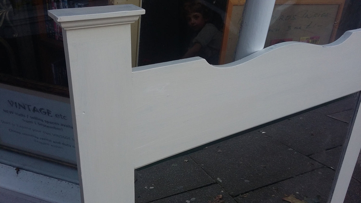 Vintage Painted Oak Art Nouveau Arts and Crafts Over Mantel Wall Mirror