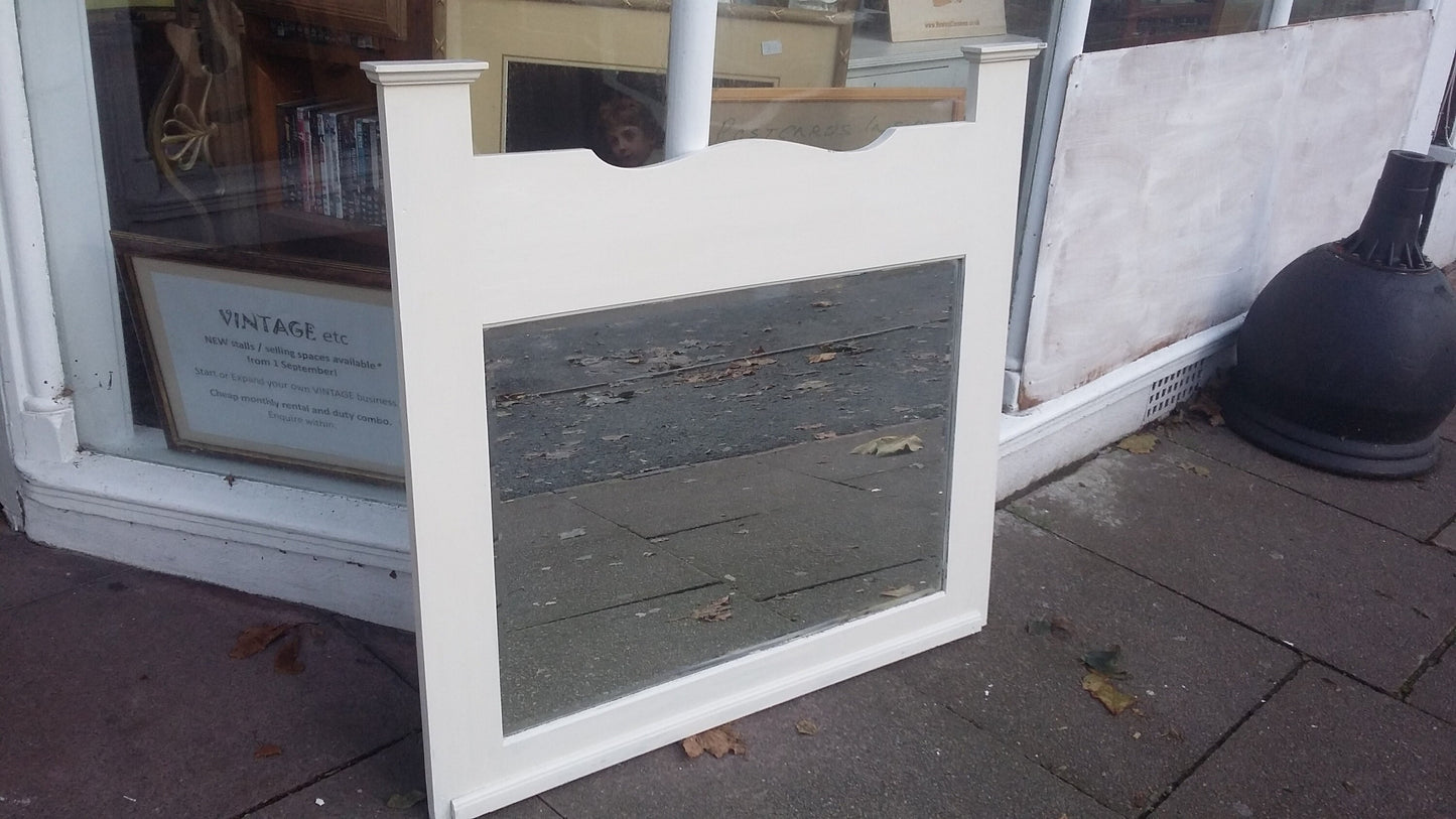 Vintage Painted Oak Art Nouveau Arts and Crafts Over Mantel Wall Mirror