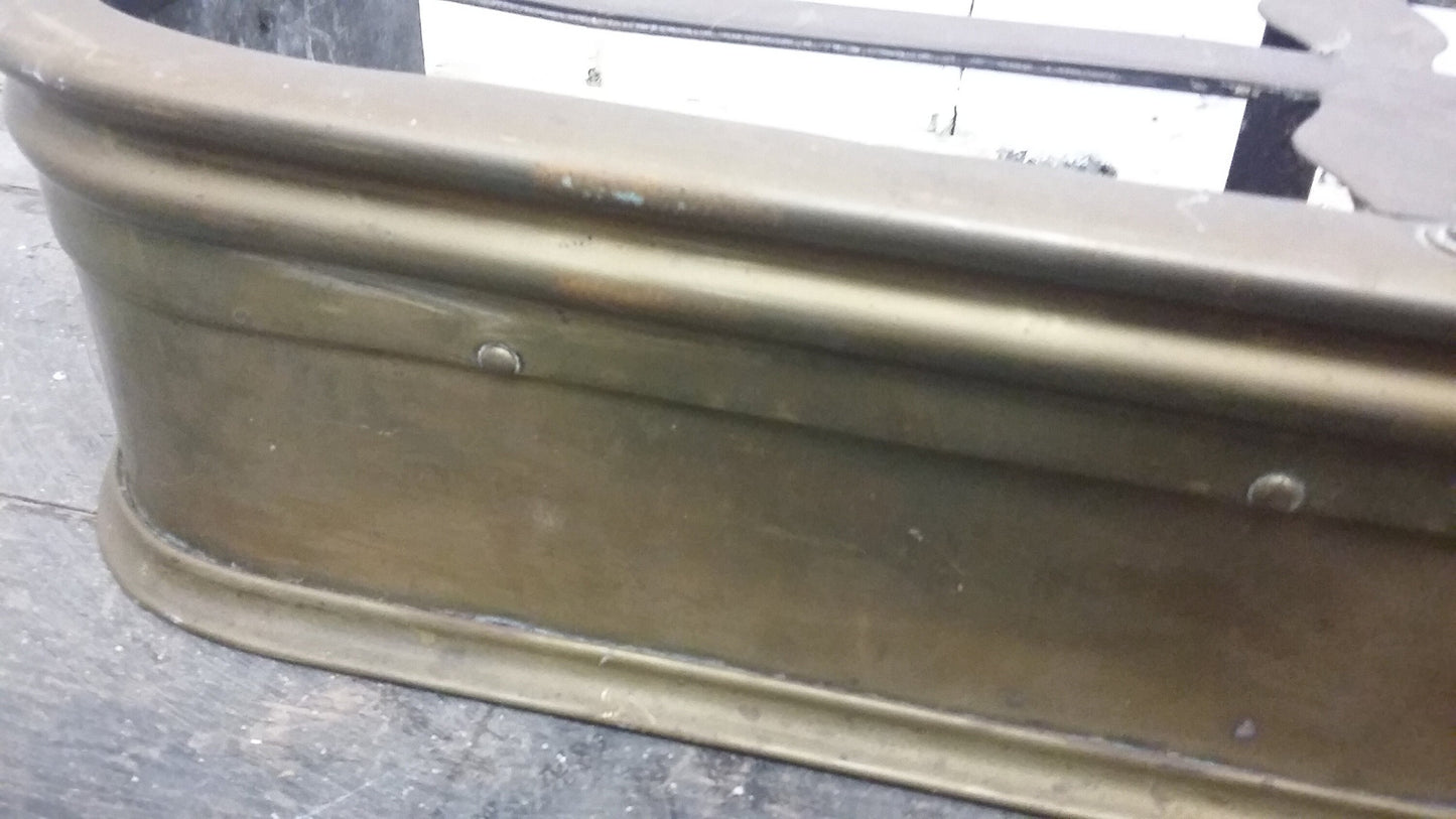 Vintage Heavy Brass Fender Fire Curb Fireplace.