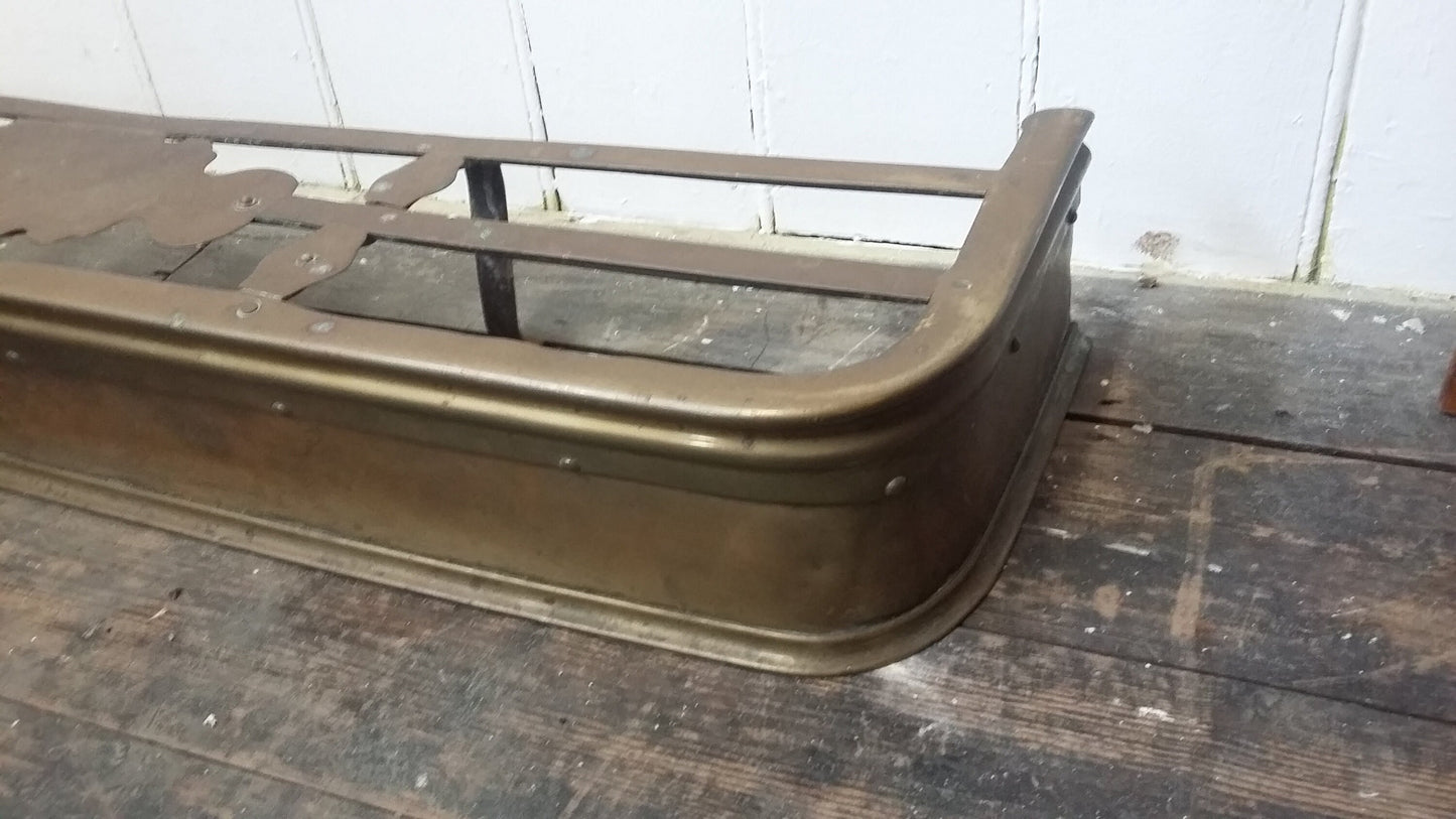 Vintage Heavy Brass Fender Fire Curb Fireplace.