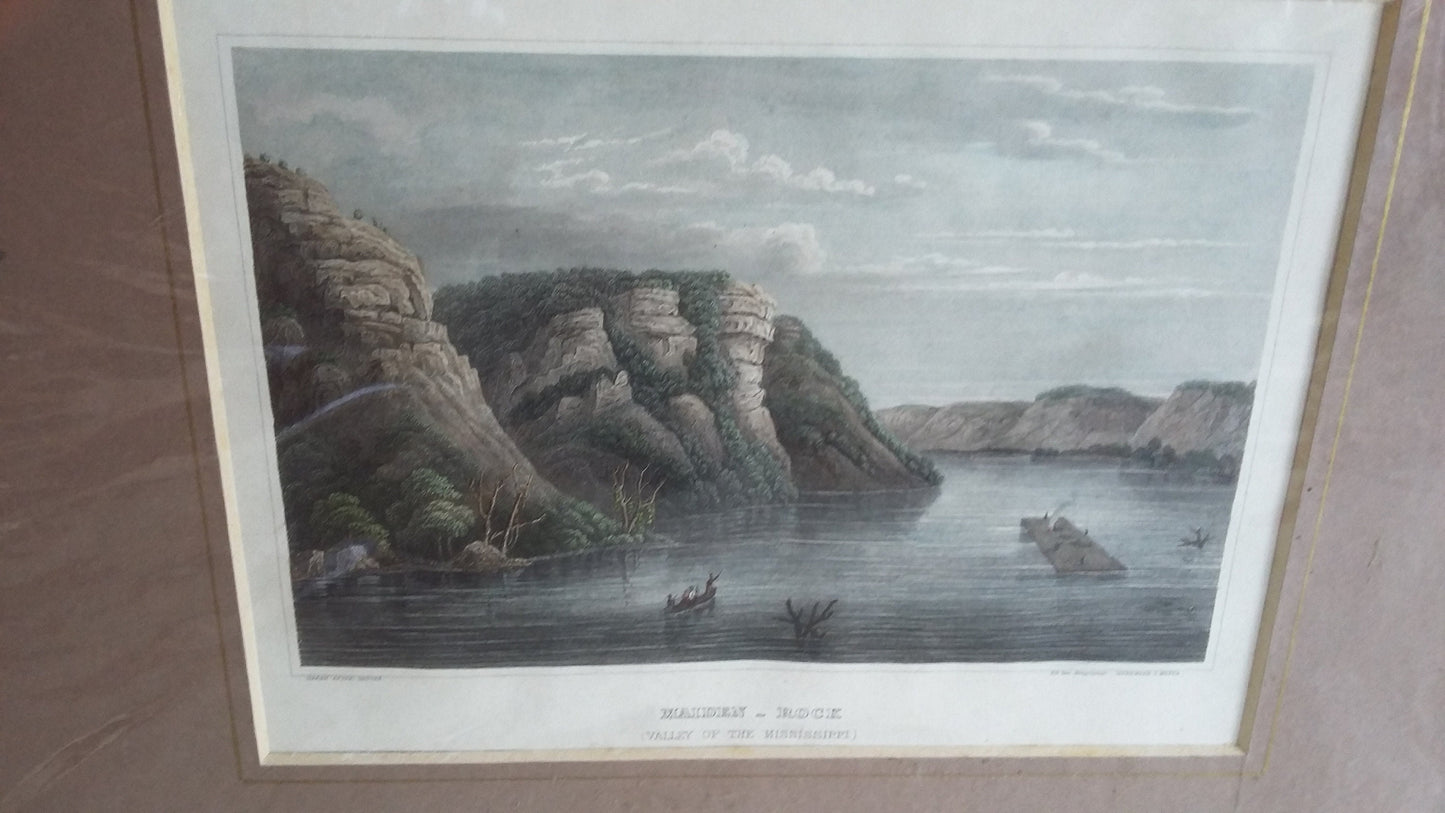 6 Vintage North American Prints Falls Water Bridge Engravings Colour
