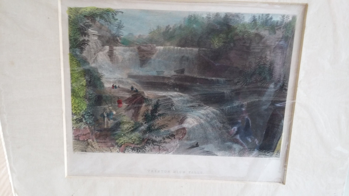 6 Vintage North American Prints Falls Water Bridge Engravings Colour
