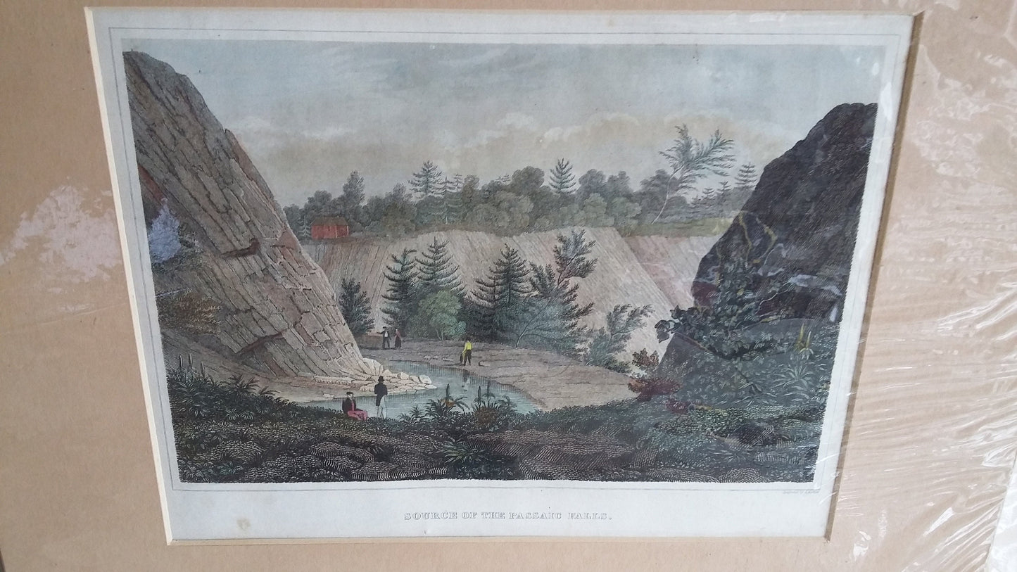 6 Vintage North American Prints Falls Water Bridge Engravings Colour