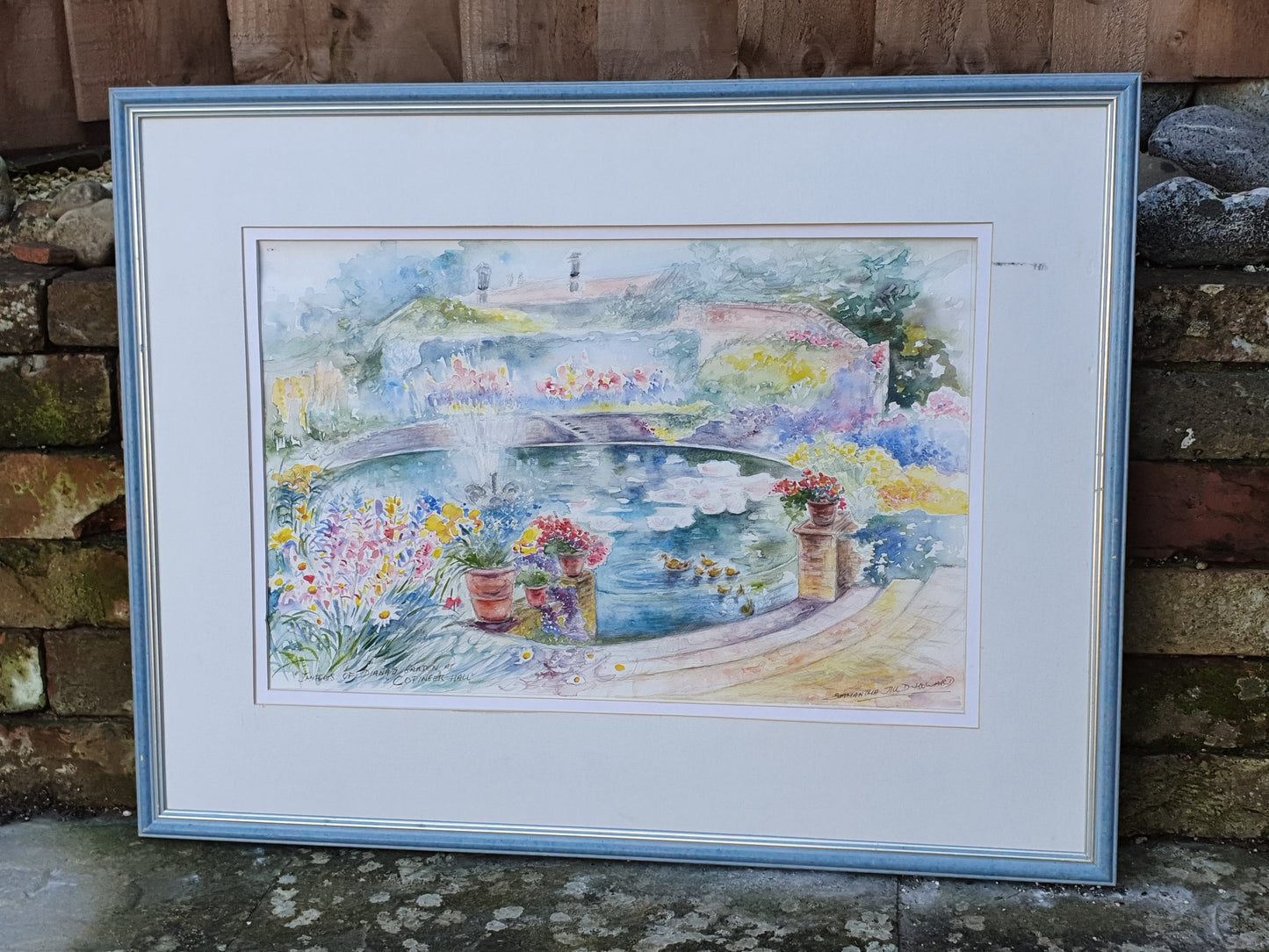 Large Original Watercolour ‘Images of Diana’s Garden Copinger Hall’ Lady Di Diana Samantha Jill D Howard