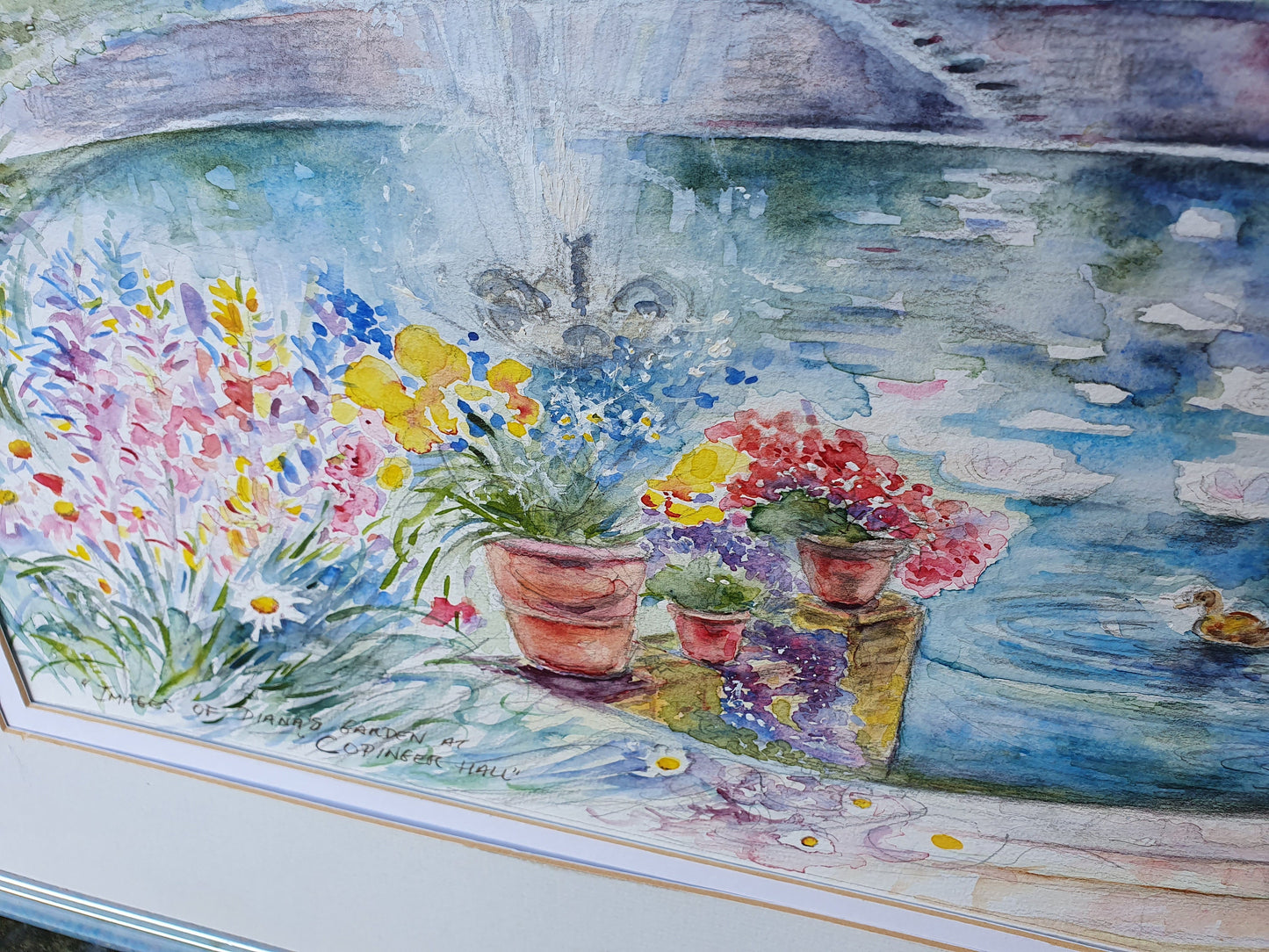 Large Original Watercolour ‘Images of Diana’s Garden Copinger Hall’ Lady Di Diana Samantha Jill D Howard