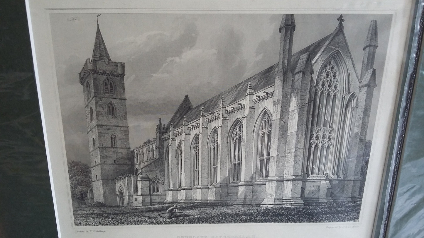 Large Genuine Vintage Mounted Engraved Prints Architecture Castle Chapel Church Cathedral Places of Interest Scotland