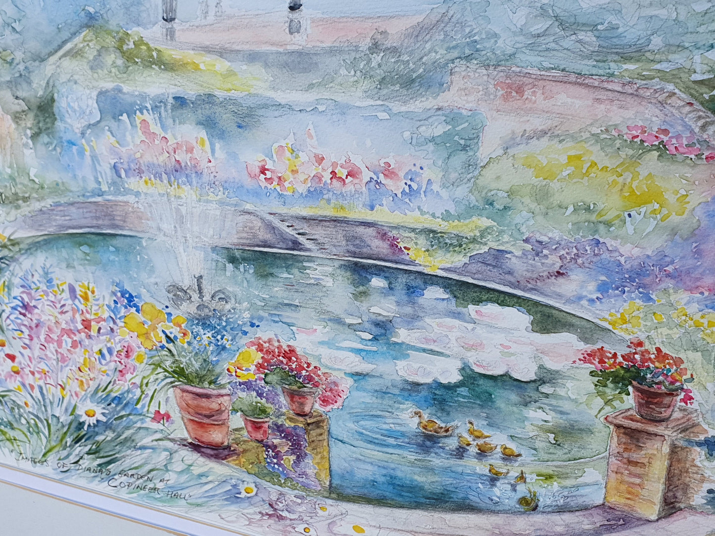 Large Original Watercolour ‘Images of Diana’s Garden Copinger Hall’ Lady Di Diana Samantha Jill D Howard