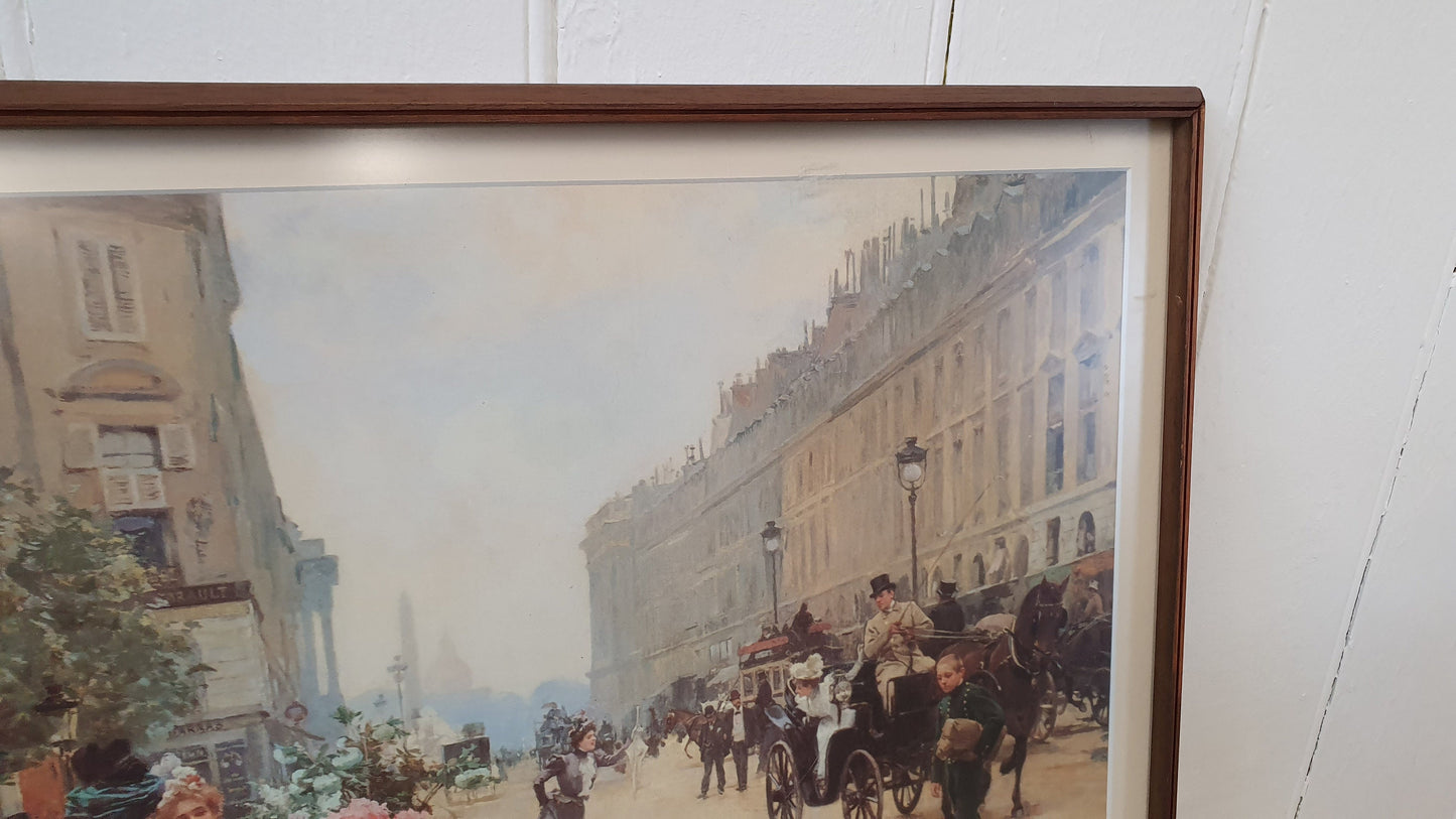 Massive Vintage Retro Print With Perspex Glass Flower Seller Louis de Shyryver 1898