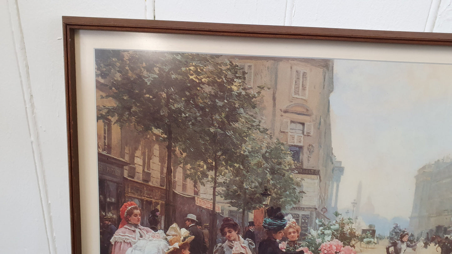 Massive Vintage Retro Print With Perspex Glass Flower Seller Louis de Shyryver 1898