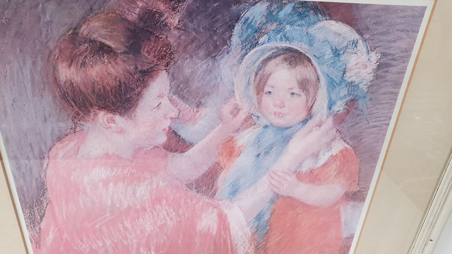 Large Vintage Impressionism Print Mary Cassatt Mother and Little Girl 1905