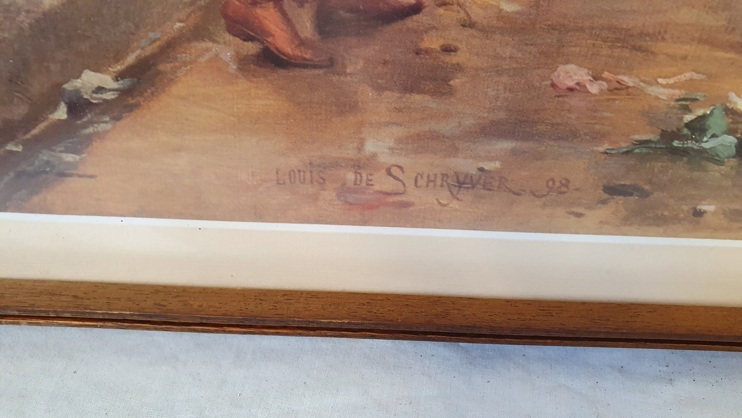 Massive Vintage Retro Print With Perspex Glass Flower Seller Louis de Shyryver 1898