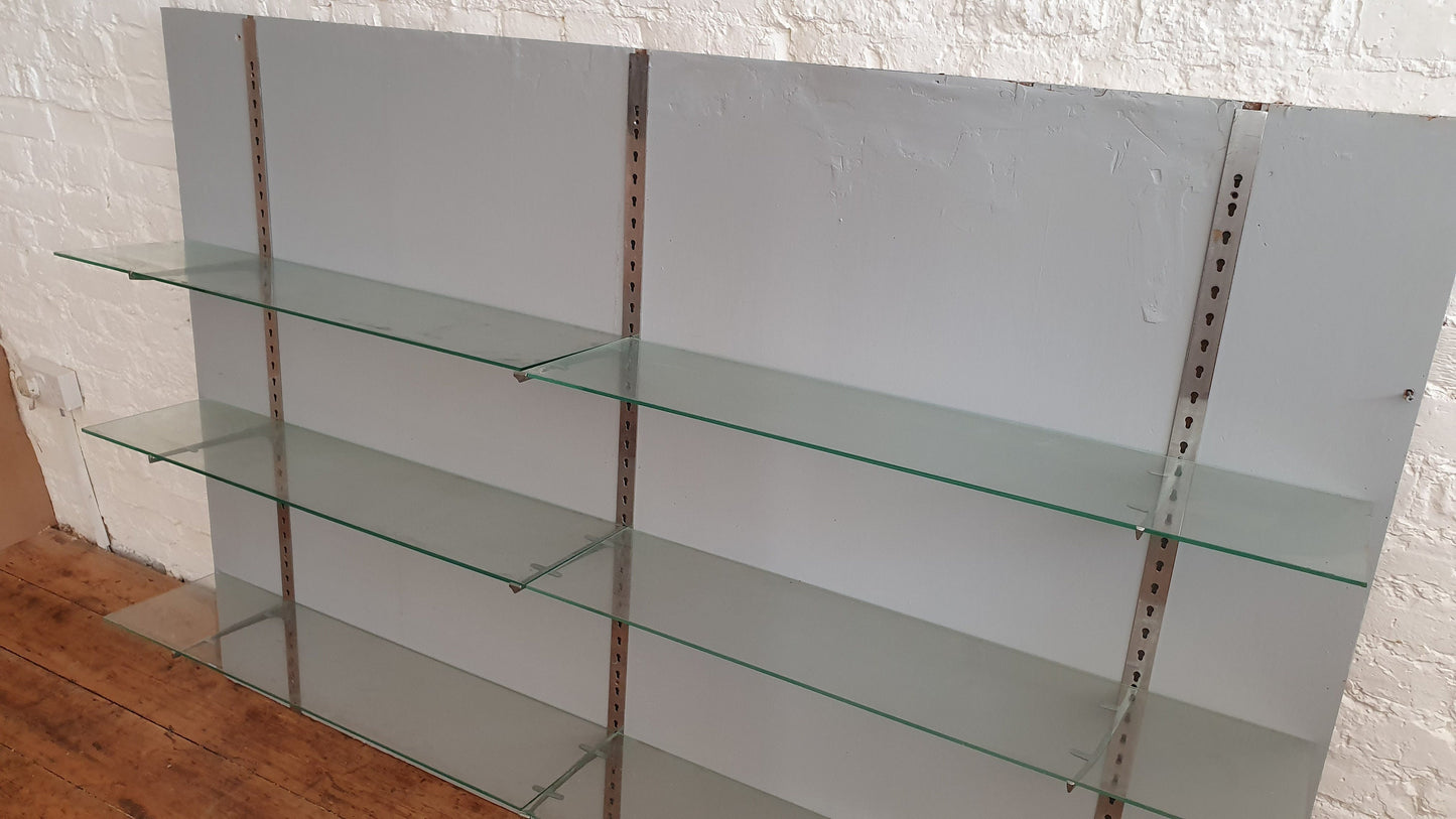 Massive Retro Painted Vintage Shabby Chic Glass Shelf Shelves Display Kitchen Bathroom Shop Display