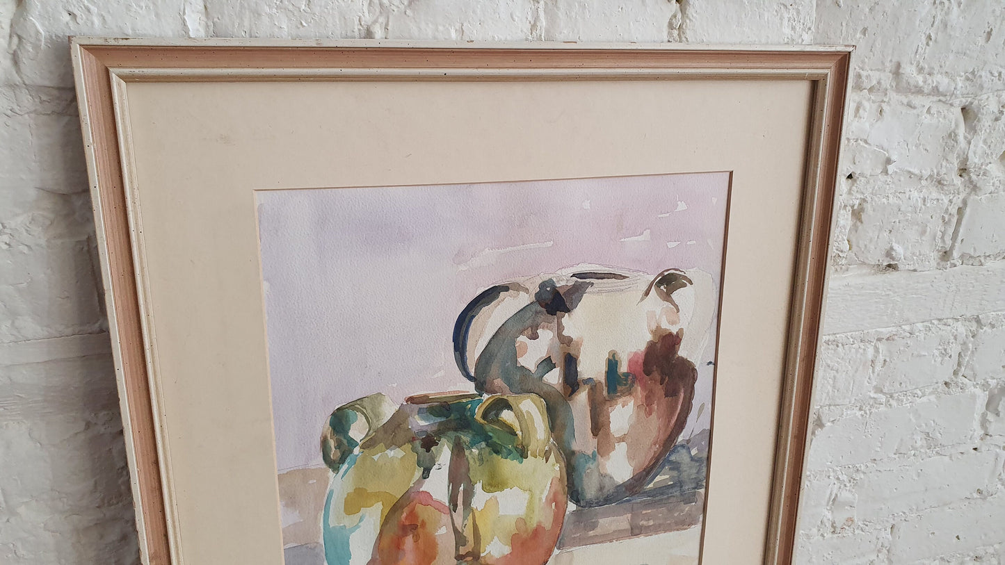 Large Original Still Life Watercolour Jill Emslie ‘The Pots From Aubterre’