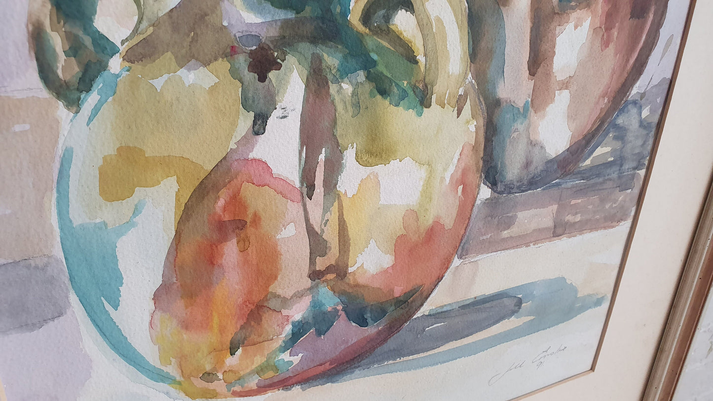 Large Original Still Life Watercolour Jill Emslie ‘The Pots From Aubterre’