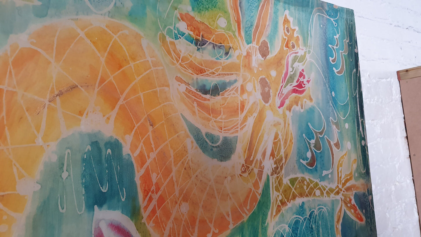 Vintage Print on Silk Dragon