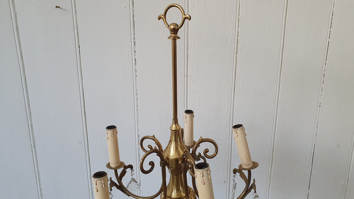 Vintage Fluted 6 Lamp Brass Lamp Lights Kitsch 80’s Glamour
