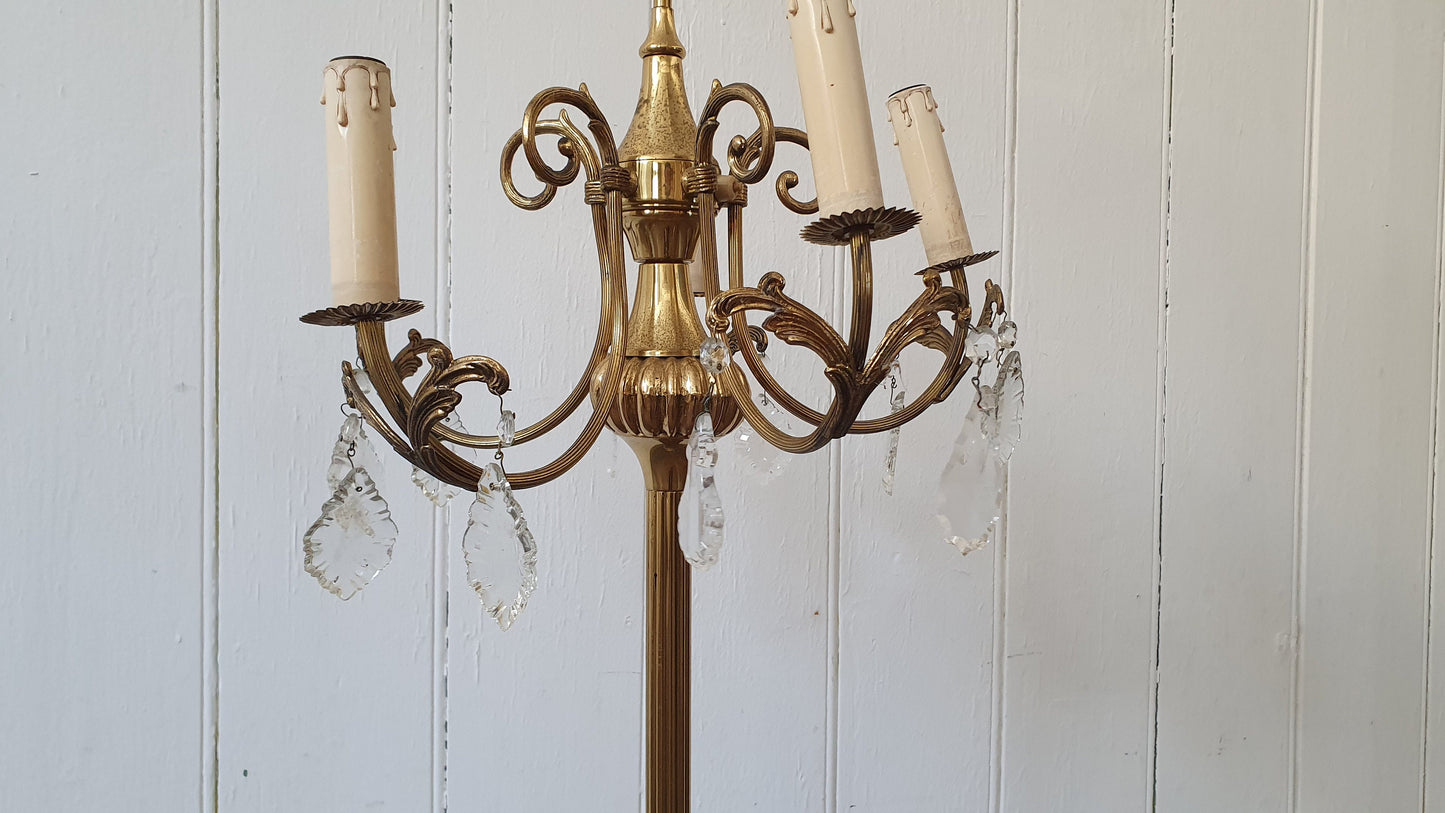 Vintage Fluted 6 Lamp Brass Lamp Lights Kitsch 80’s Glamour