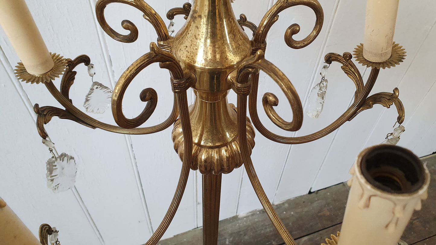 Vintage Fluted 6 Lamp Brass Lamp Lights Kitsch 80’s Glamour