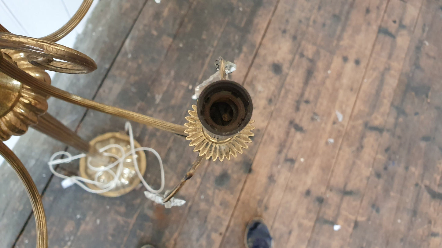 Vintage Fluted 6 Lamp Brass Lamp Lights Kitsch 80’s Glamour