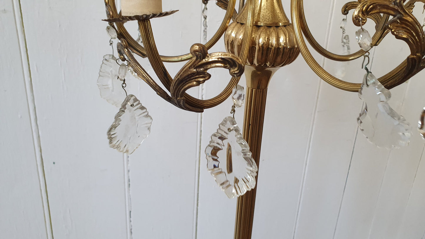 Vintage Fluted 6 Lamp Brass Lamp Lights Kitsch 80’s Glamour
