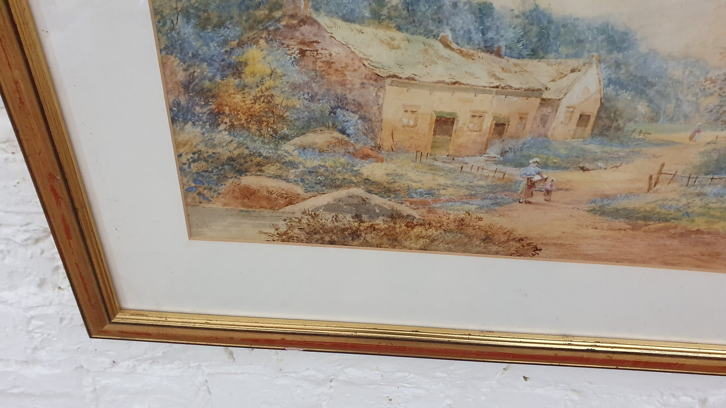 Genuine Large Vintage Original Victorian Watercolour by John Macpherson Countryside Cottage Rural Working Landscape 72 x 56 cm