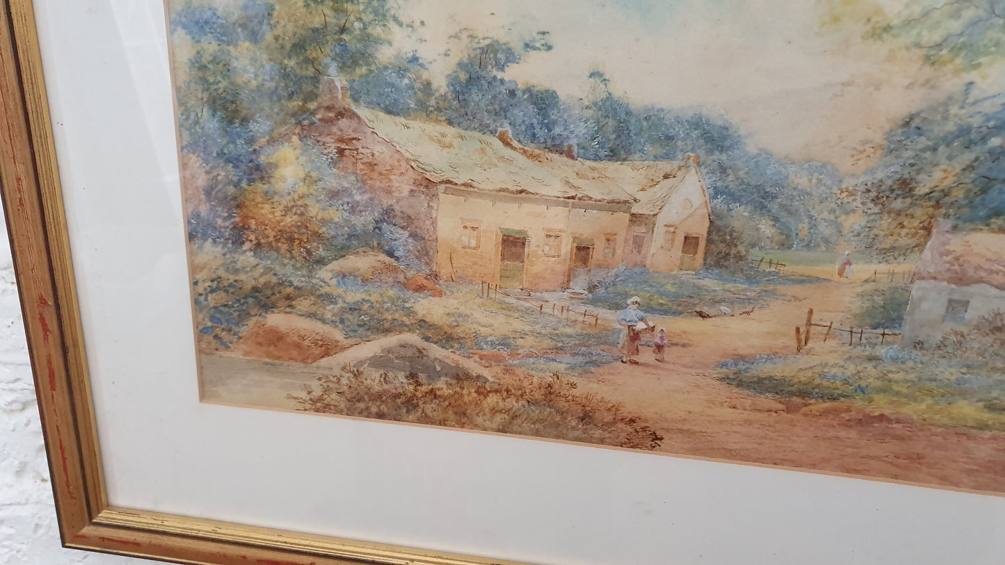 Genuine Large Vintage Original Victorian Watercolour by John Macpherson Countryside Cottage Rural Working Landscape 72 x 56 cm