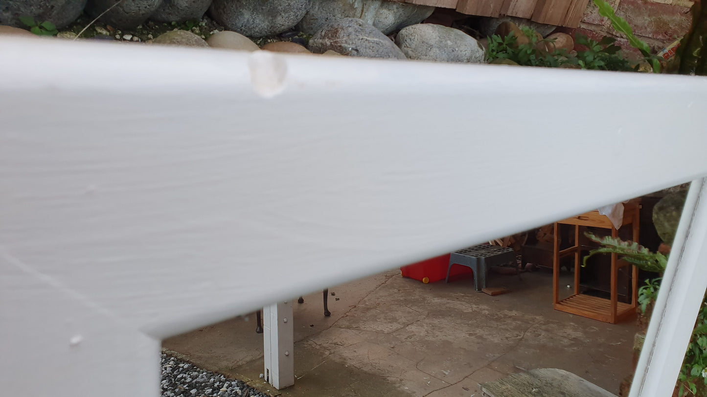 Painted Wall Mirror in Farrow and Ball Wimborne White With Metal Ribbon Hook