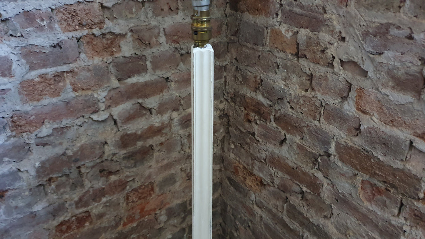 Vintage Painted Shabby Chic Standard Lamp in Annie Sloan Cream and Gold Acrylic. Working.