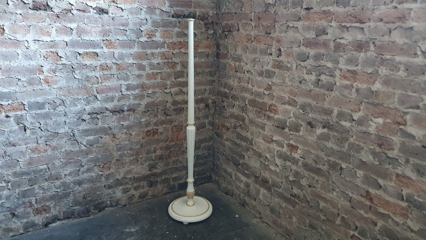 Vintage Painted Shabby Chic Standard Lamp in Annie Sloan Cream and Gold Acrylic