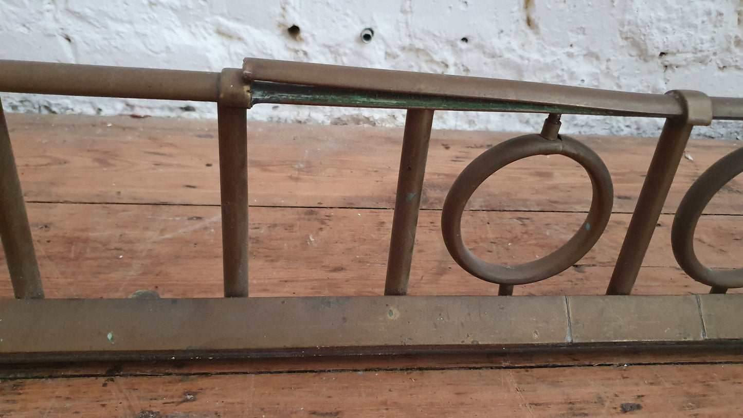 Large Vintage Very Heavy Iron and Brass Fender