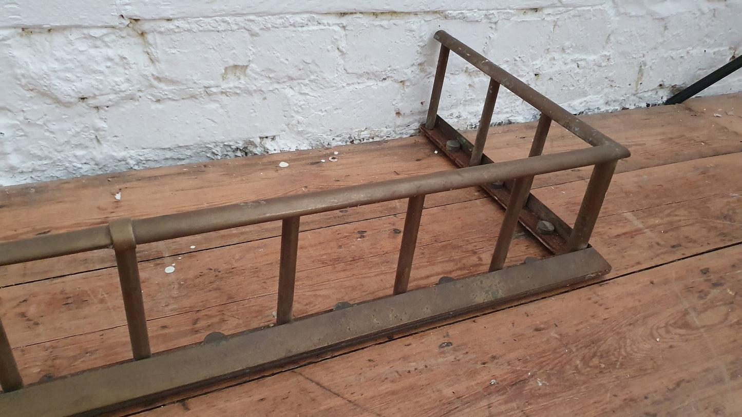 Large Vintage Very Heavy Iron and Brass Fender