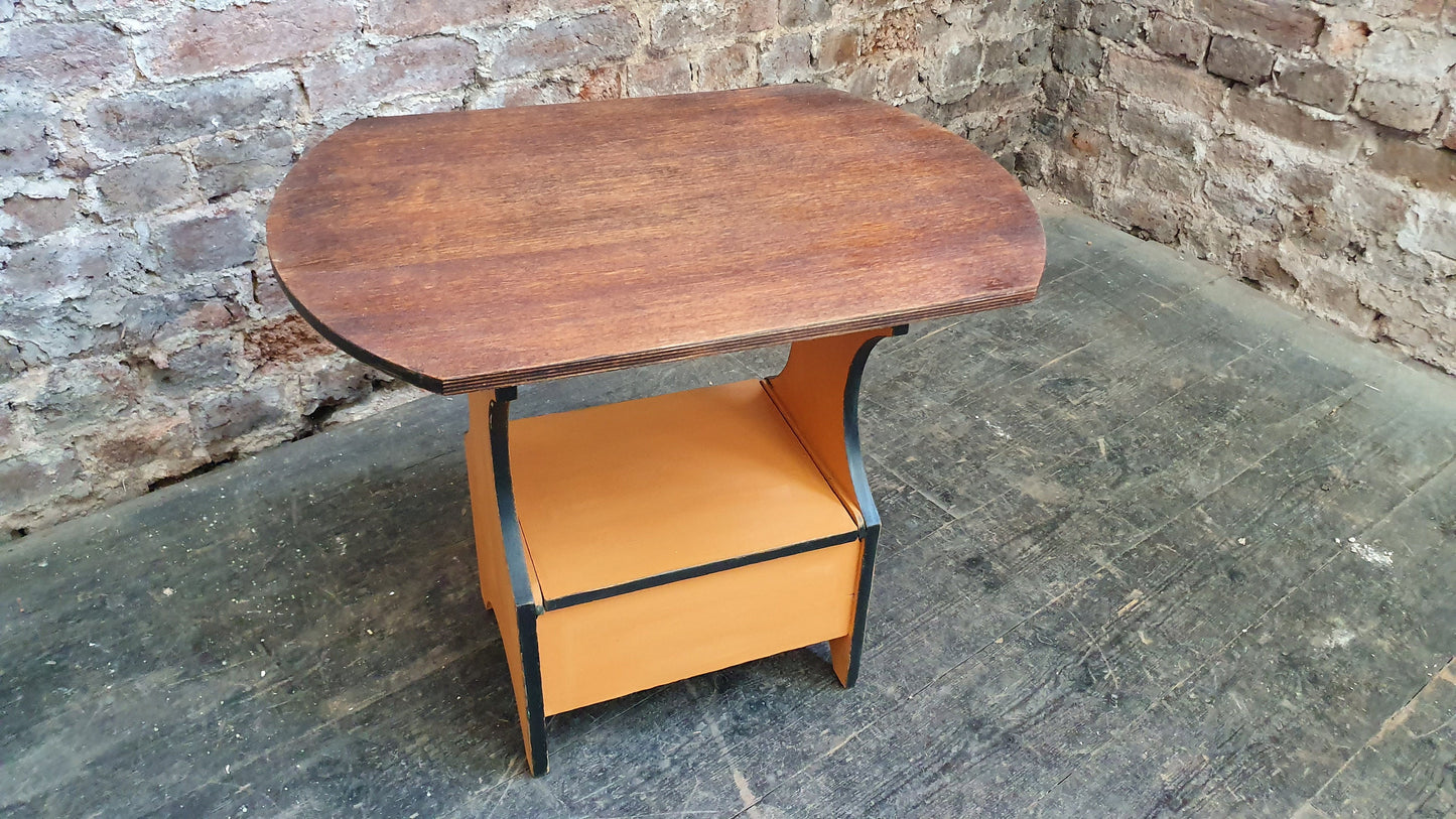 Vintage Retro Hand Painted Work Box Side Coffee Table Stool in Annie Sloan and Farrow and Ball