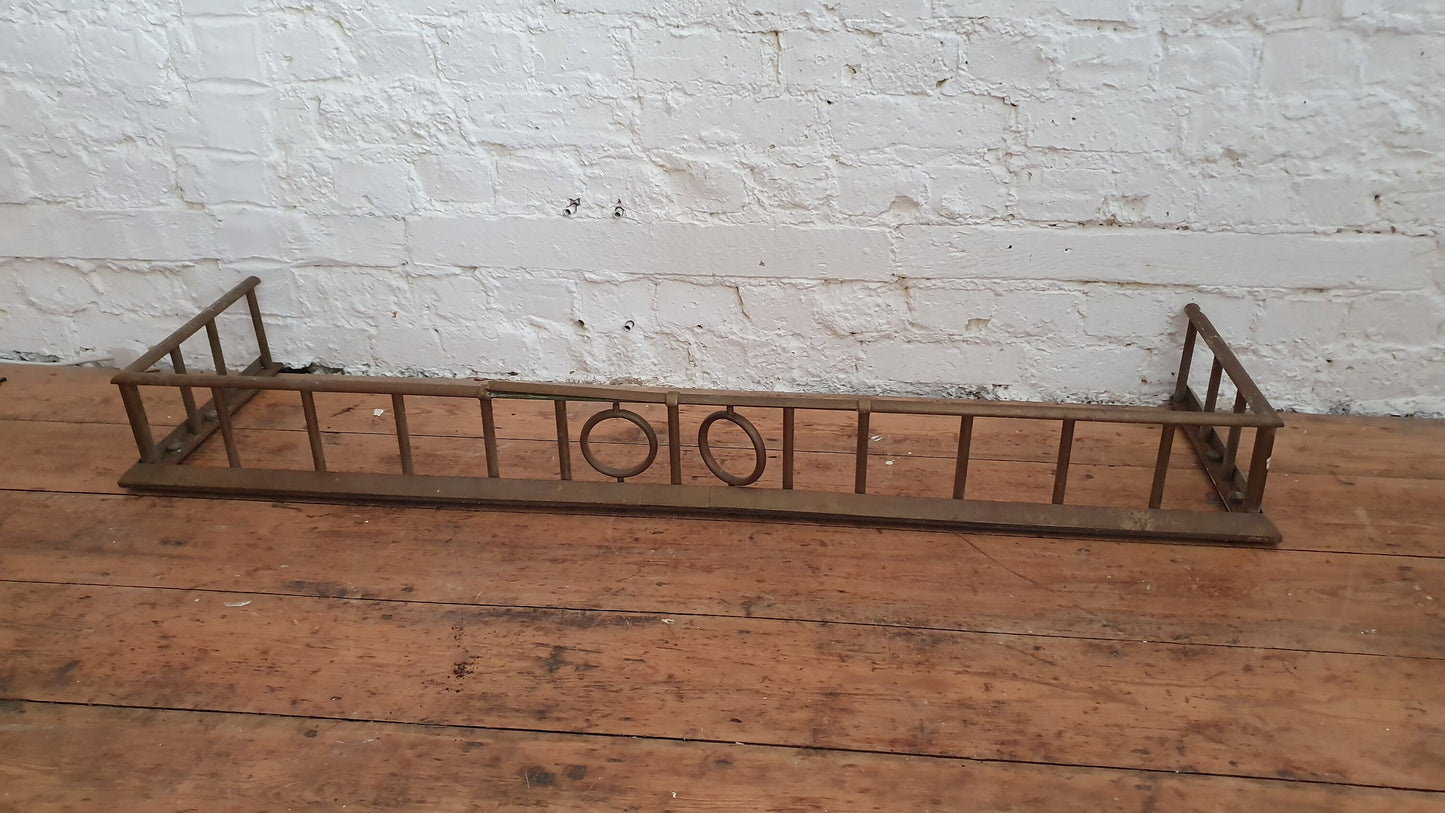 Large Vintage Very Heavy Iron and Brass Fender