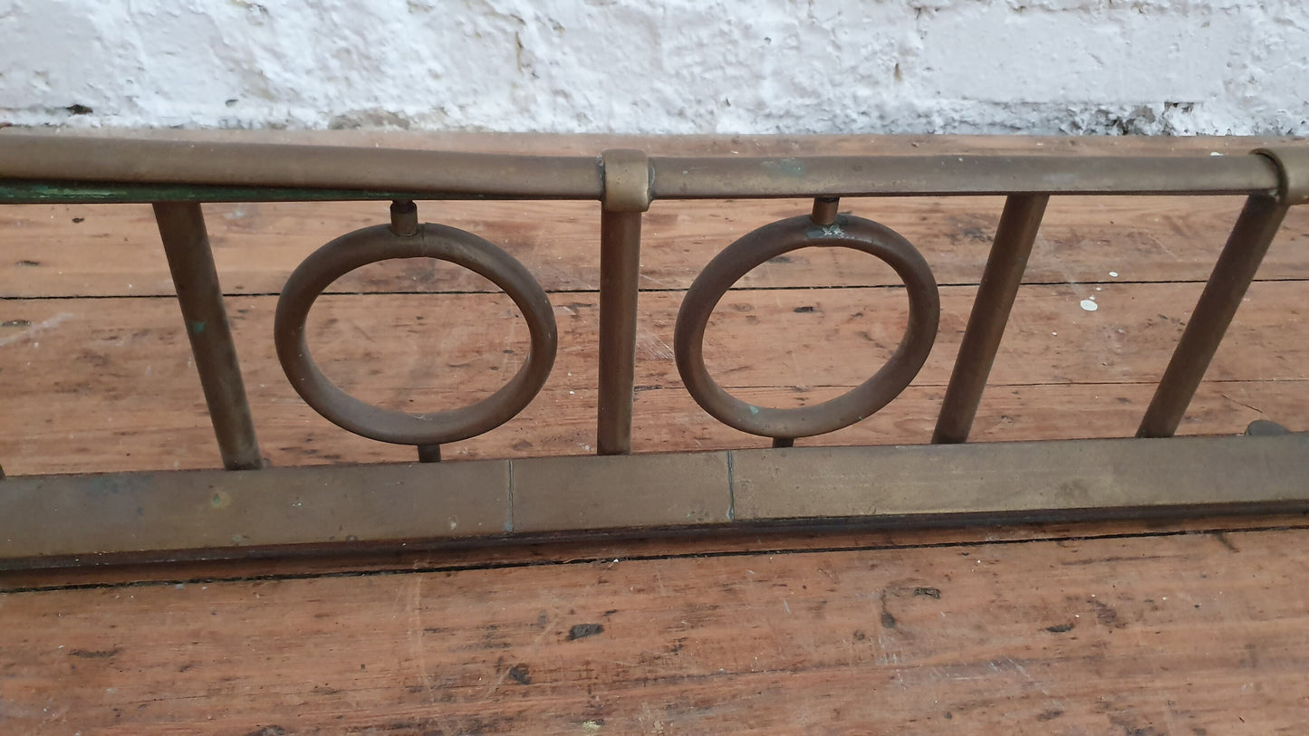 Large Vintage Very Heavy Iron and Brass Fender