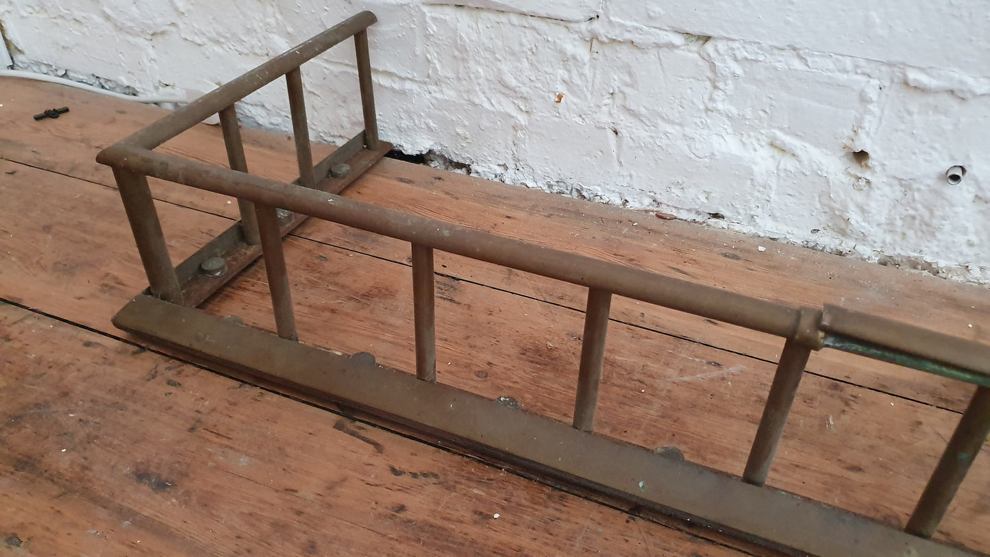Large Vintage Very Heavy Iron and Brass Fender