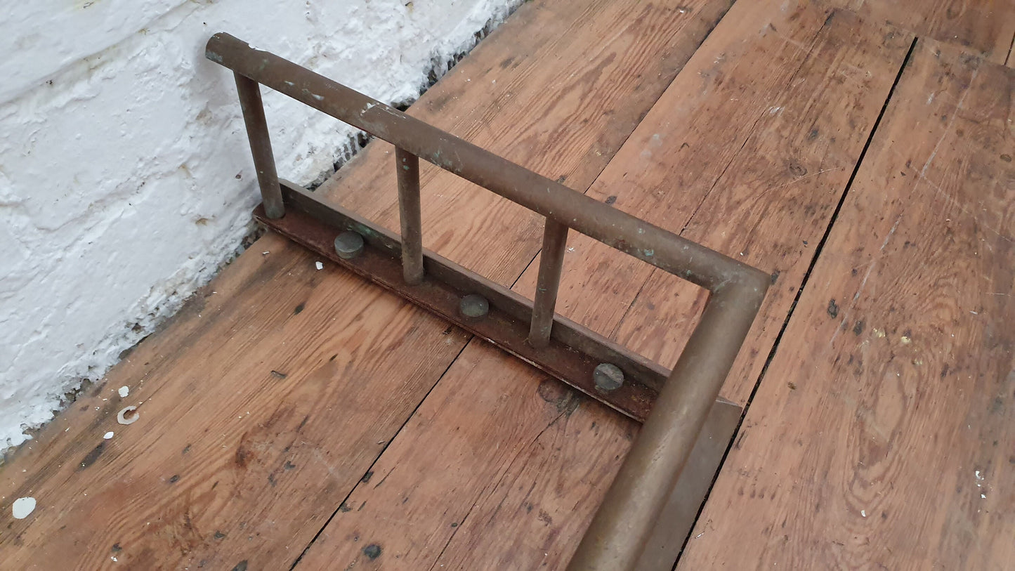 Large Vintage Very Heavy Iron and Brass Fender