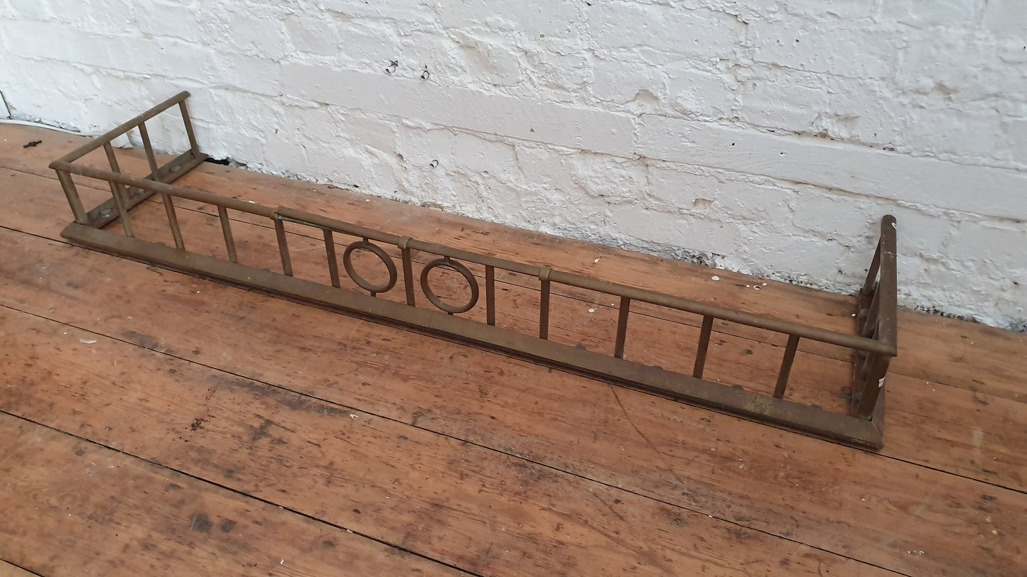 Large Vintage Very Heavy Iron and Brass Fender