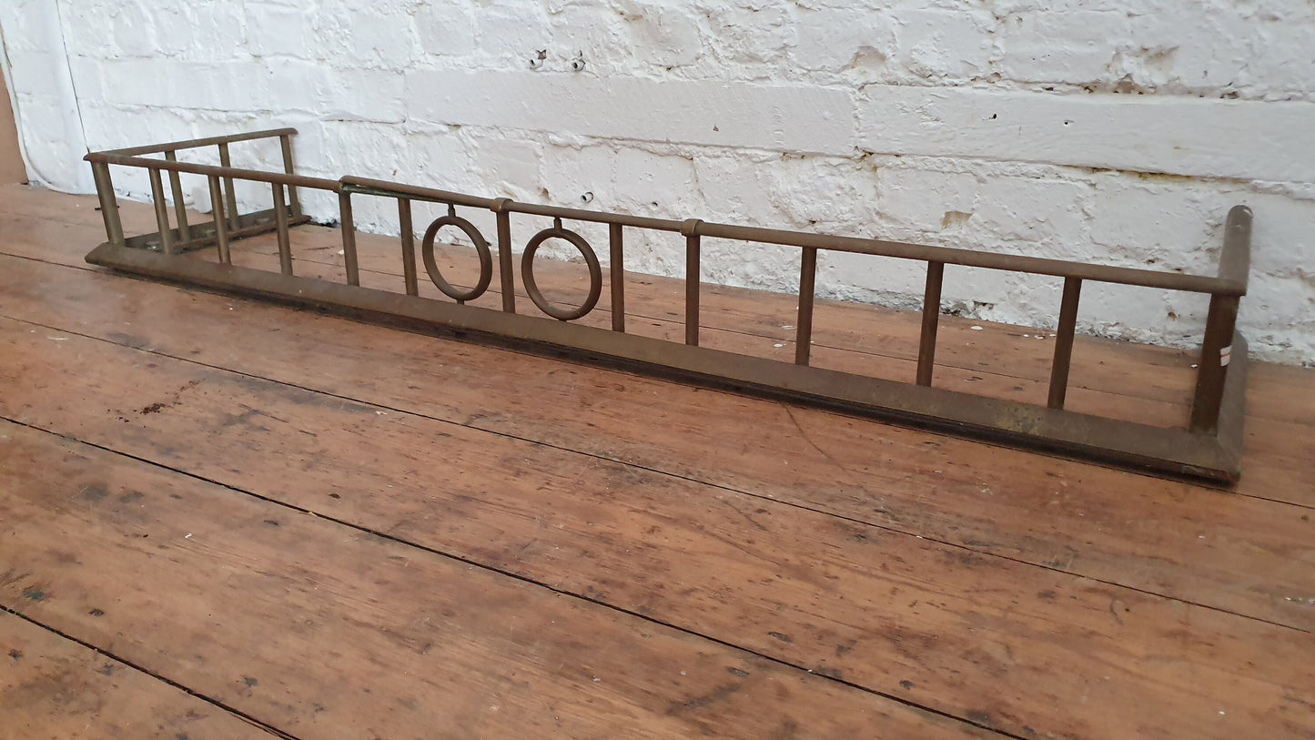 Large Vintage Very Heavy Iron and Brass Fender