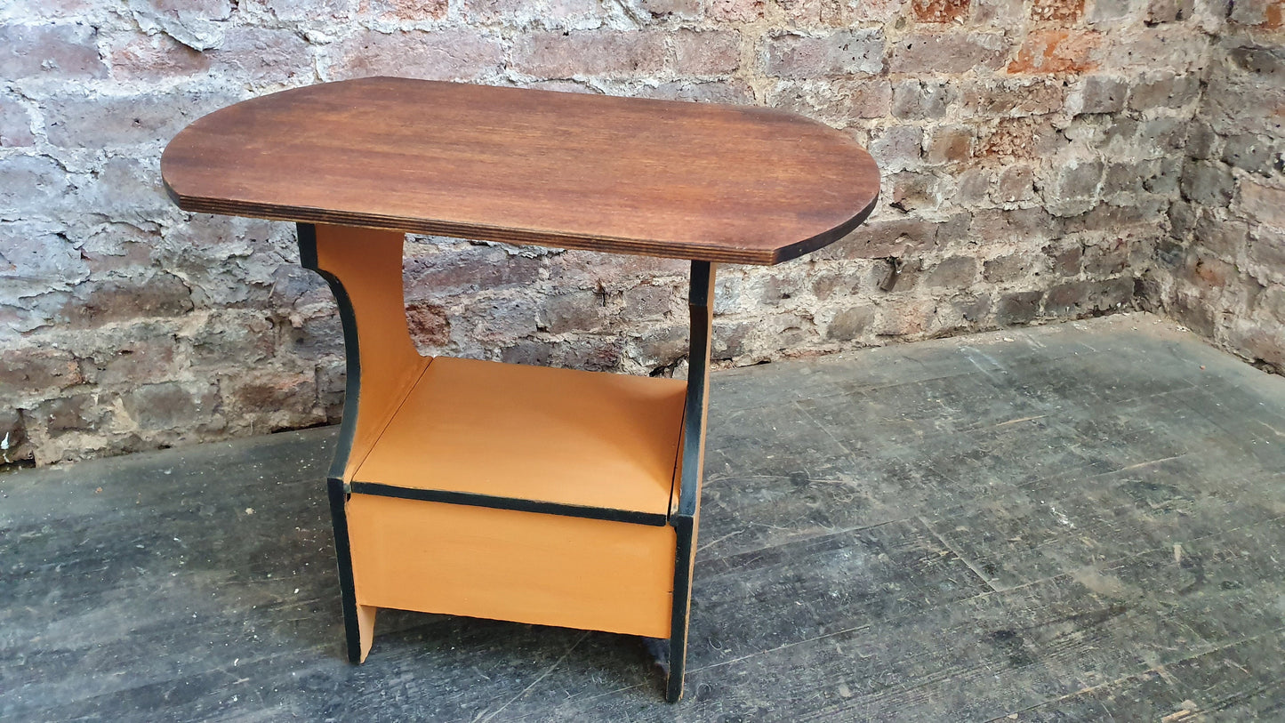 Vintage Retro Hand Painted Work Box Side Coffee Table Stool in Annie Sloan and Farrow and Ball