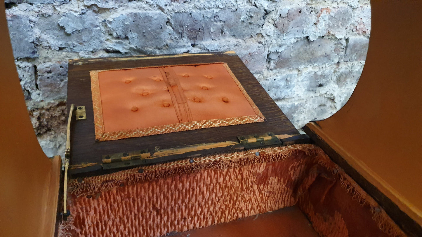 Vintage Retro Hand Painted Work Box Side Coffee Table Stool in Annie Sloan and Farrow and Ball