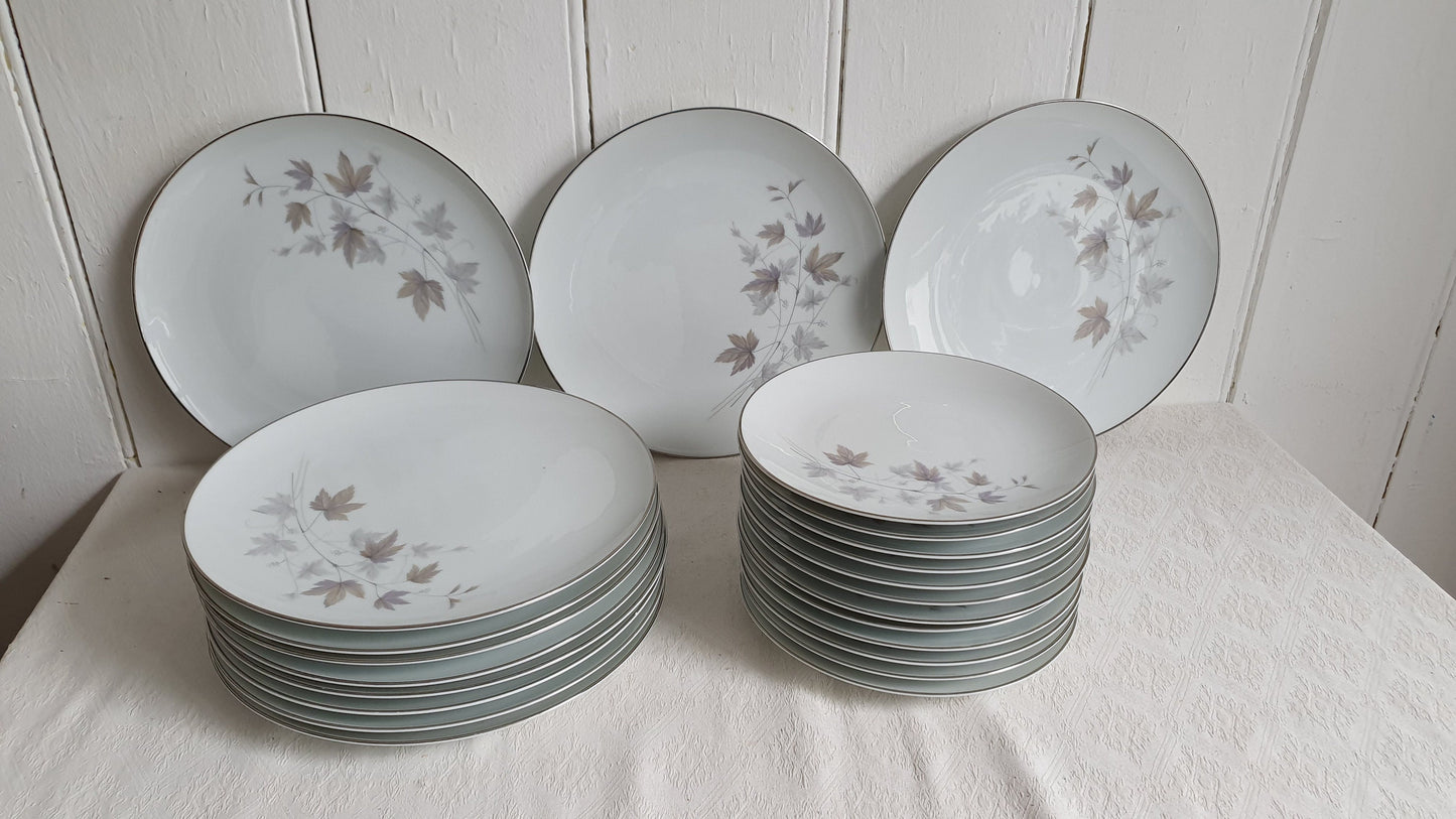23 Quality Noritake Harwood Autumn Leaves Browns Lilac Hues Dinner Salad Plates