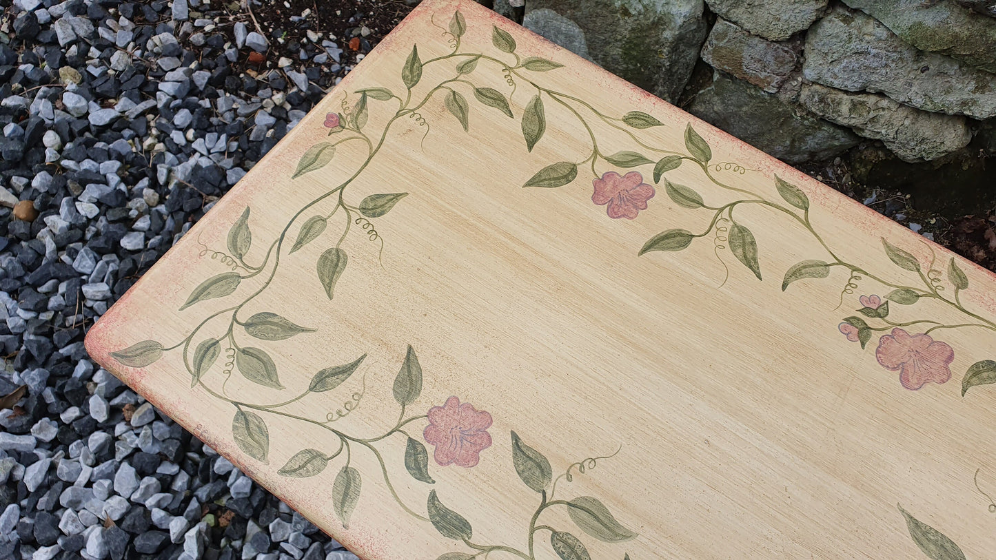 Vintage Retro Painted Table Coffee Side Occasional Bedside Bespoke Decoration Floral Flowers Hand Painted