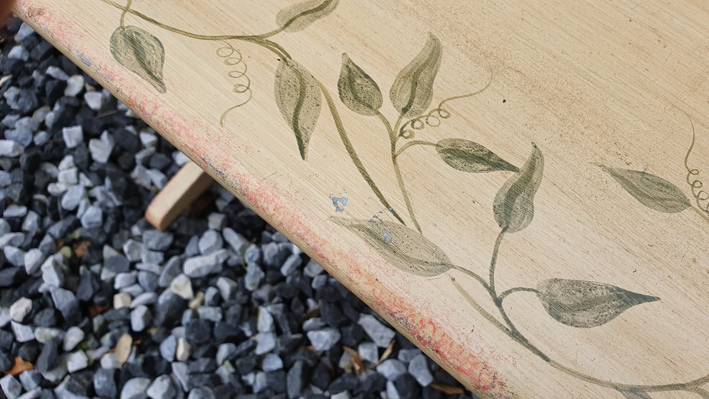 Vintage Retro Painted Table Coffee Side Occasional Bedside Bespoke Decoration Floral Flowers Hand Painted