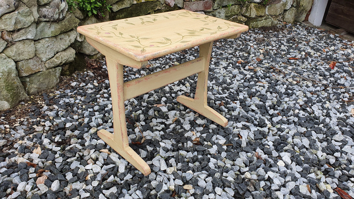Vintage Retro Painted Table Coffee Side Occasional Bedside Bespoke Decoration Floral Flowers Hand Painted