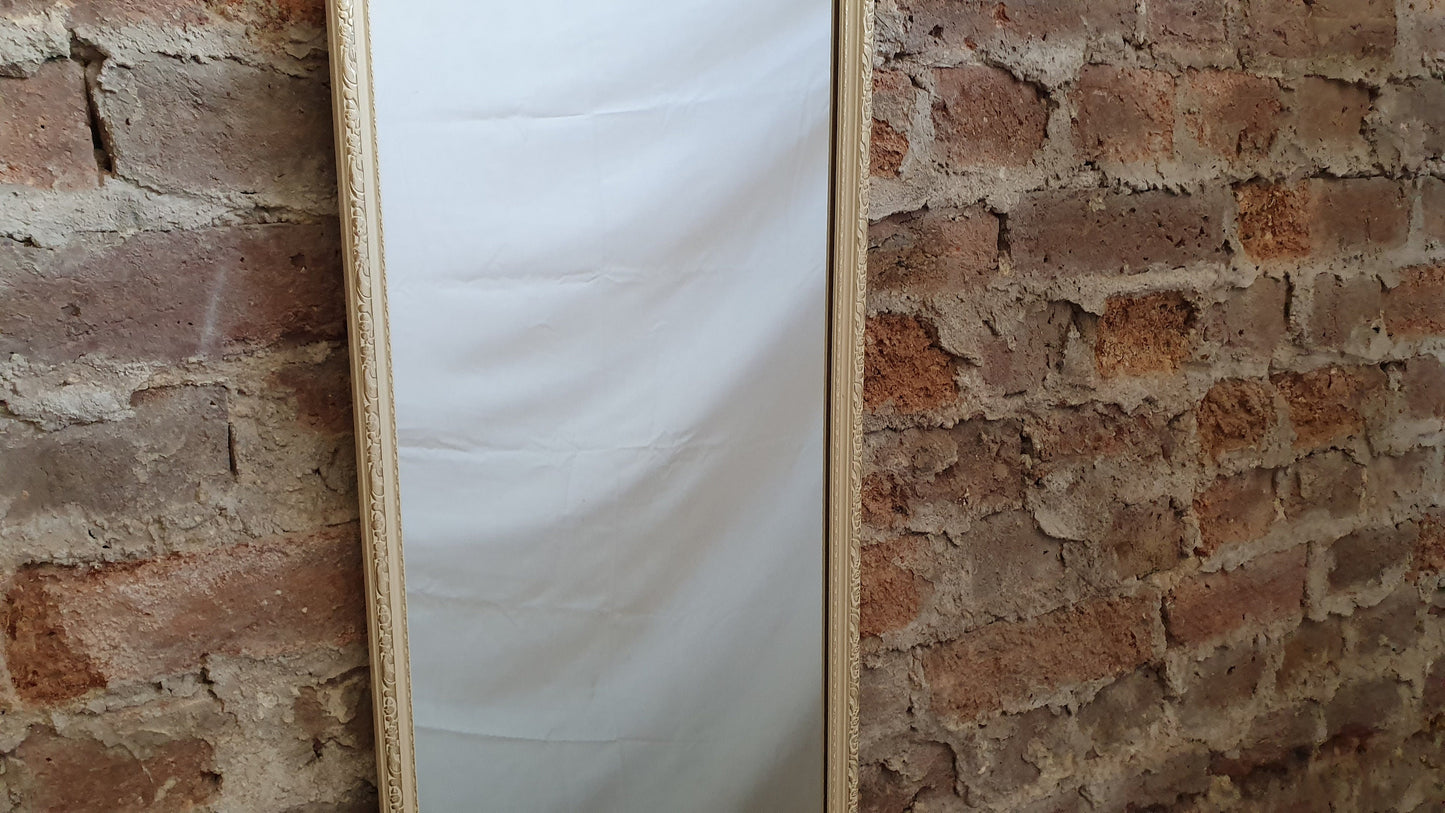Original Vintage Kitsch Retro Long Cream and Gold 1970’s Mirror