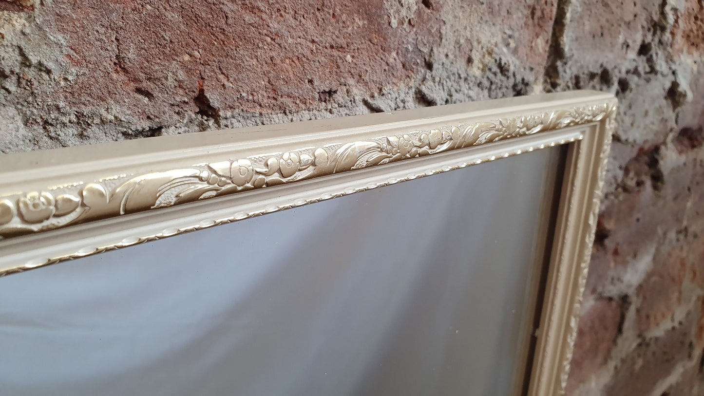 Original Vintage Kitsch Retro Long Cream and Gold 1970’s Mirror