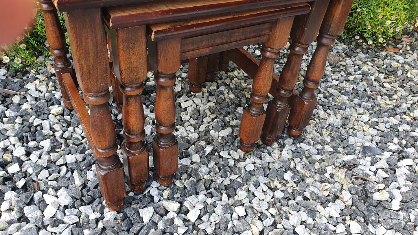Vintage Retro Nest of Stripped Top Occasional Side Coffee Table Tables 1960’s or 70’s